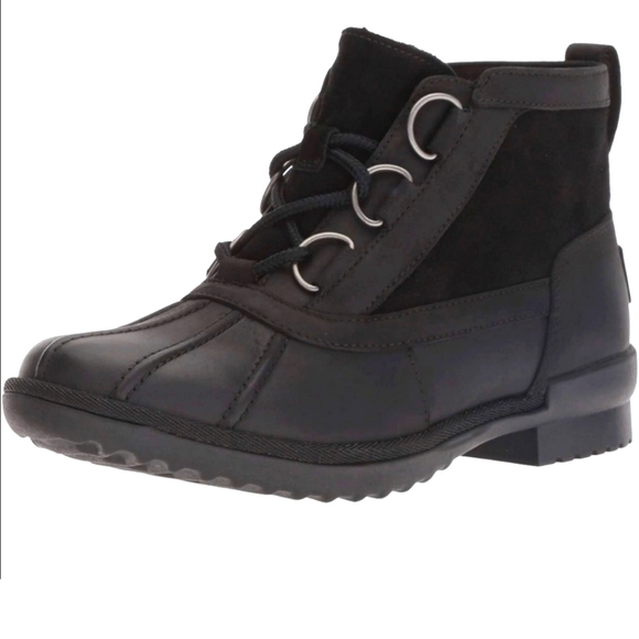 UGG Shoes - UGG Heather Waterproof Rain Lace up Bootie Sz 9.5 Black VGUC Comfortable